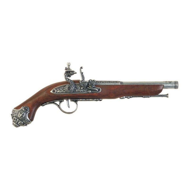Pistola Flintlock prateada , século XVIII - 1