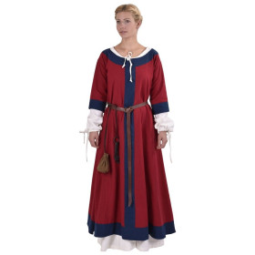 Vestido medieval Gudrun, vermelho / azul  - 8