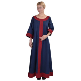 Vestido medieval Gudrun, azul / vermelho  - 1