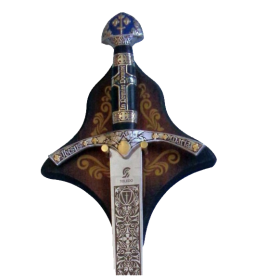 Espada de Joana de Arc com suporte em madeira  - 1