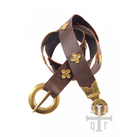 Medieval leather belt Templars brown  - 1