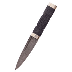 Sgian Dubh knife with Damascus steel blade and sheath  - 3