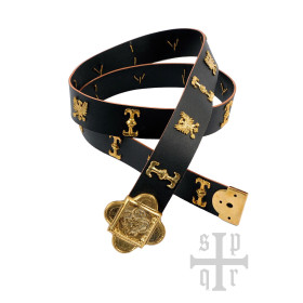 Cinturón de Caballero Medieval San Jorge en cuero negro  - 1