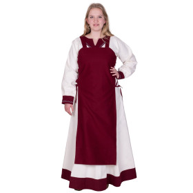 Vestido de delantal vikingo / sobrevestido Tinna, rojo vino