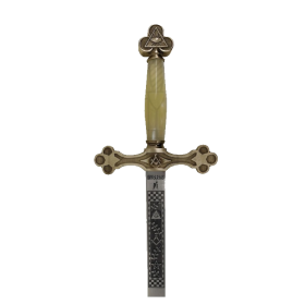 Espada Maçónica cabo branco marfim e latão  - 3