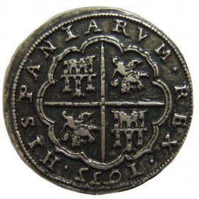 Moneda 8 reales plateada, 3,5 cms  - 4