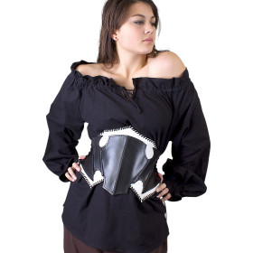 Black elf corset, black/white, LARP leather armor  - 5
