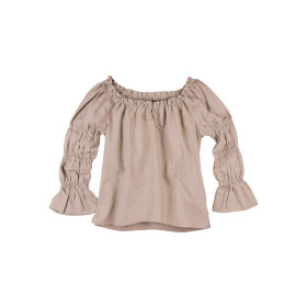 Long bodice blouse, linen, natural color  - 1