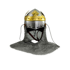Robert the Bruce helmet, medieval bascineto with aventail, 1.6 mm steel  - 1