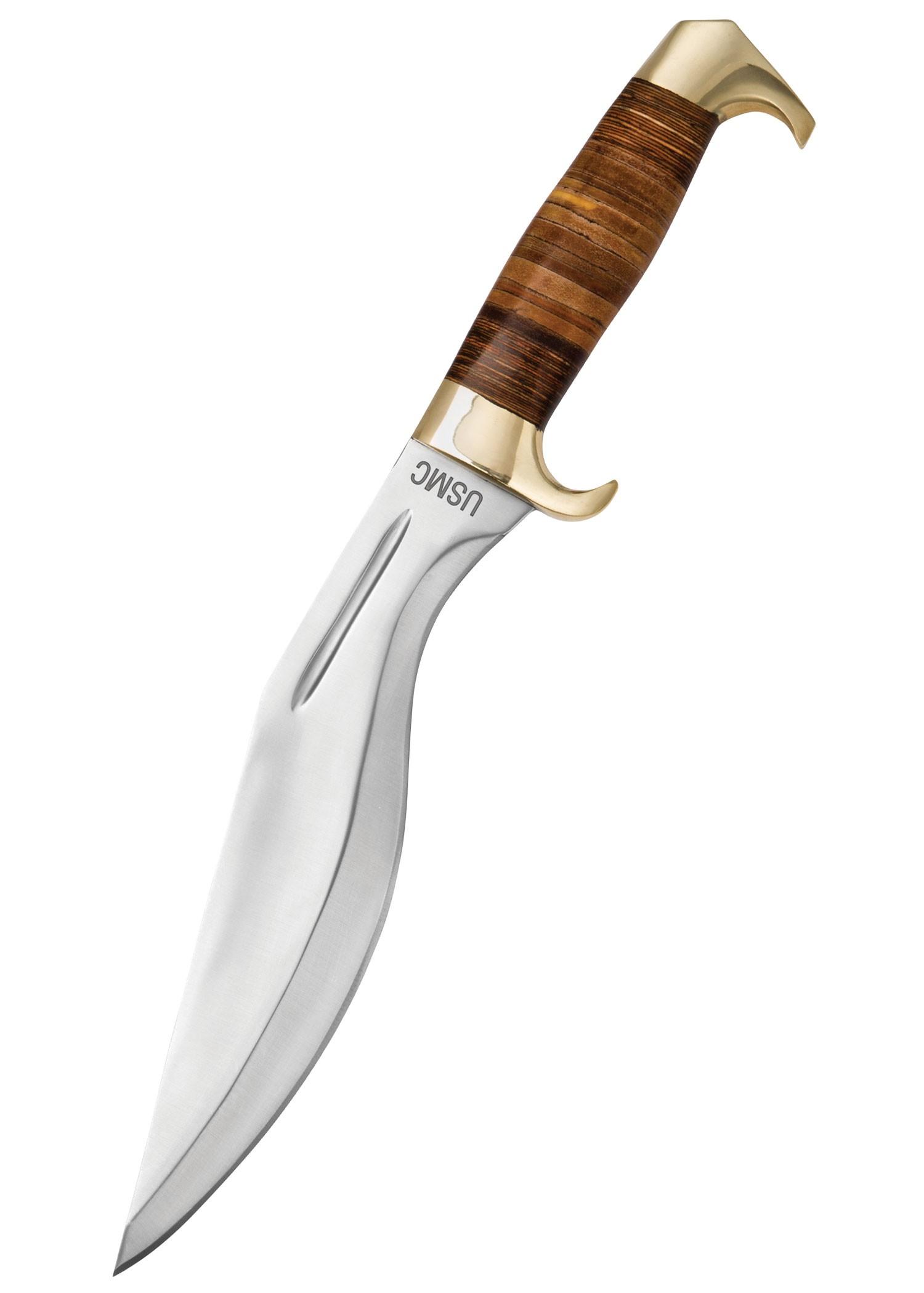 Kukri knife with usmc stacked leather handle The traditional Navyi...