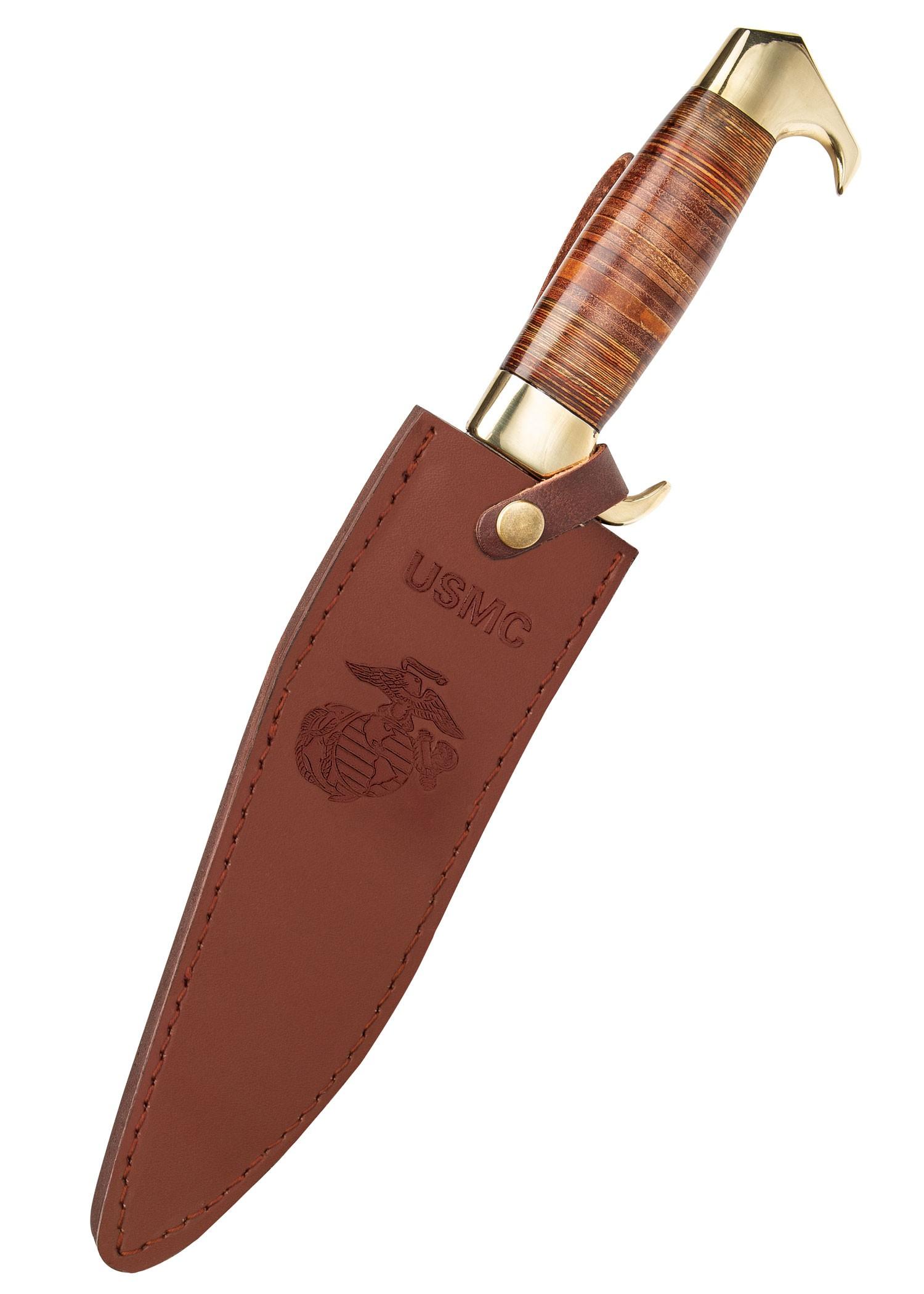 Kukri knife with usmc stacked leather handle The traditional Navyi...