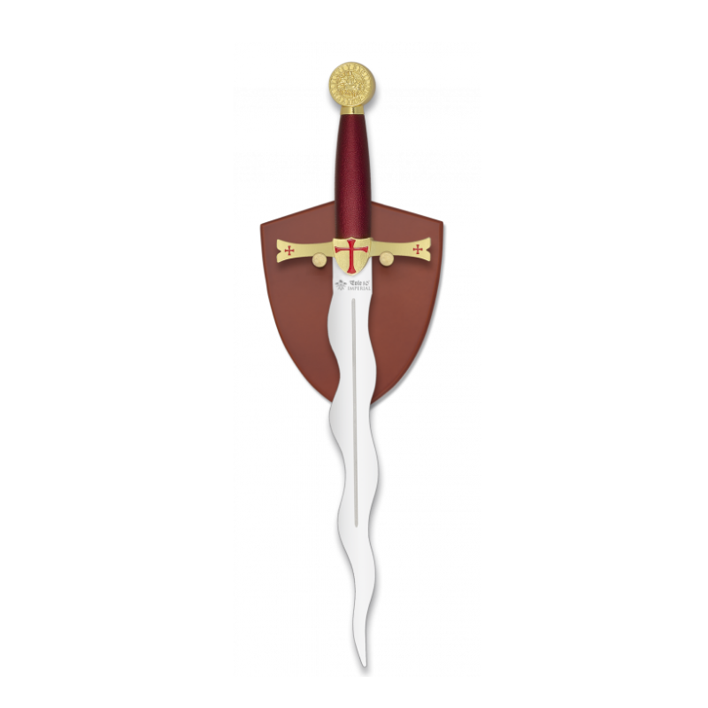 Adaga Templaria Flamejante com soporte em madeira - 1