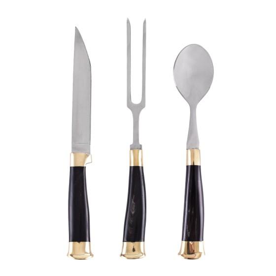 Set of three-part cutlery incl. leather hem  - 1
