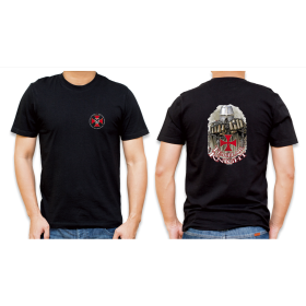 Camiseta negra con cruz templaria, modelo8  - 1