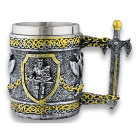 Mug et épée du chevalier templier en aluminium et résine  - 1