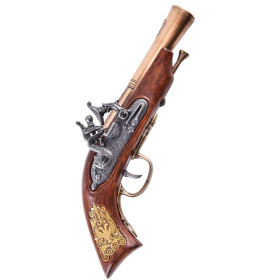 Pistolet à silex allemand, 17ème siècle, laiton, réplique  - 1