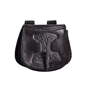 Thor's Hammer embossed leather bag, black  - 1