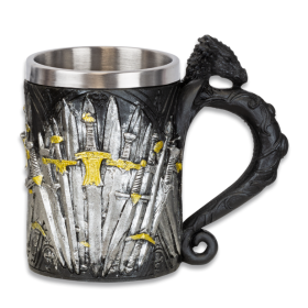 Dragon Mug with Swords In Aluminum And Resin  - 1