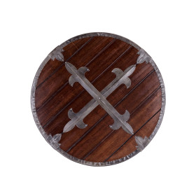 Escudo redondo de madeira com acessórios de aço  - 1