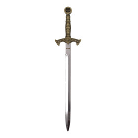 Mini épée templière ornée d’or  - 1