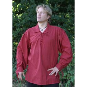 Camisa medieval tardia de algodão, vermelha  - 2