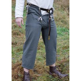Pantalon médiéval en laine avec lacets, gris  - 1