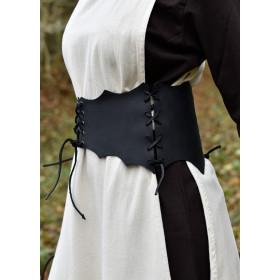 Ceinture corset avec lacet, cuir noir  - 1