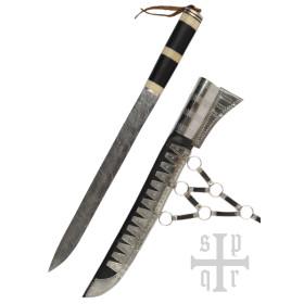 Long sax knife, apricot steel, wooden handle/bone, black  - 1