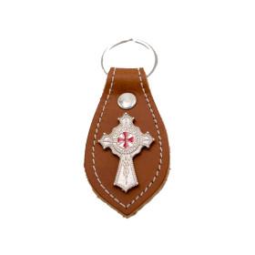Leather Key Chain with templar cross  - 1