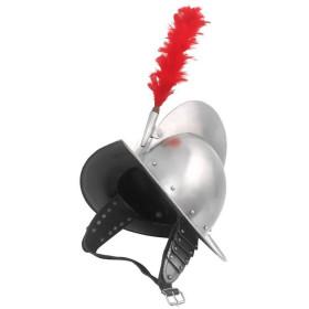 Spanish Morion helmet with red feather feather and 16 gauge leather lining  - 7