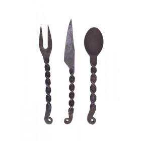 Set of hand-forged cutlery with purse  - 1