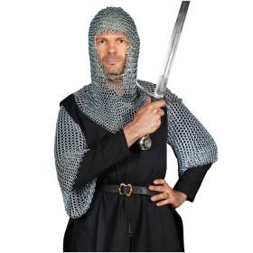 Camisa de cota de malha Mythrojan com traje de armadura de cavaleiro medieval Coif – polonês de zinco  - 1