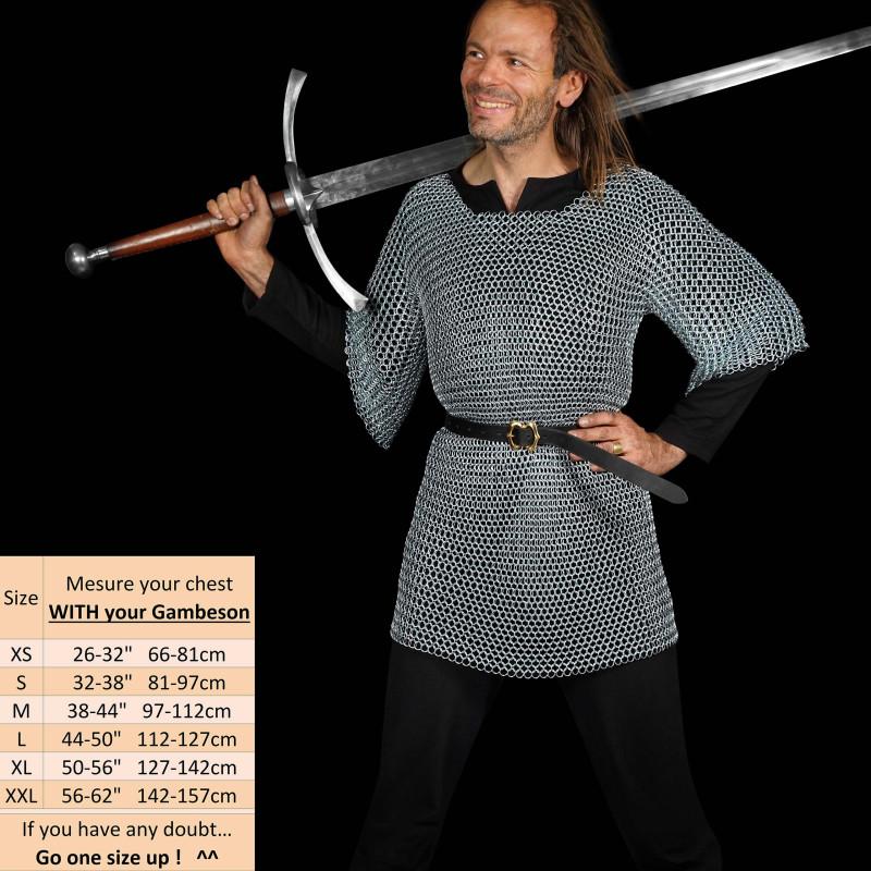 Mythrojan knitted quota shirt with medieval knight coif armor costume – zinc polish  - 3