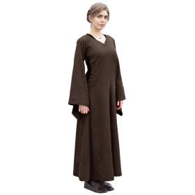 Vestido medieval, Bliaut Amal aberto, marrom  - 1
