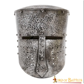 Casco cruzado medieval antiguo con forro acolchado calibre 16  - 1