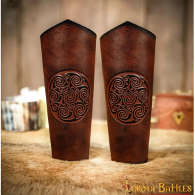 Genuine leather straps with embossed Celtic spiral design  - 1