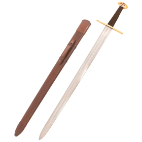 Espada Medieval Funcional Tipo XI Oakeshott con Vaina de Cuero  - 1