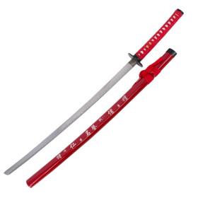 Red scabbard katana with inscription, with nylon cover  - 1