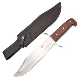 Couteau de chasse d’une seule pièce avec lame bowie de 25 cm et manche en bois de pakka  - 1