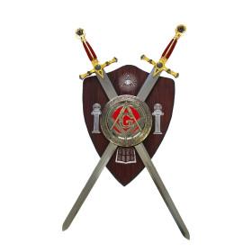 Masonic shield with wood with Masonic decorations  - 1