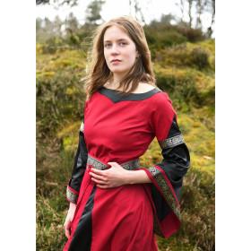 Vestido Nobre Medieval, Bliaut, vermelho/preto  - 7