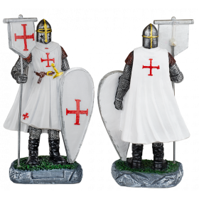 Figura de resina dos Cavaleiros Templários com bandeira  - 1