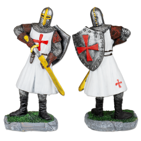 Figura in resina dei Cavalieri Templari con scudo e spada - 1