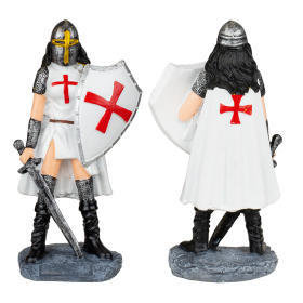 Figura de Resina de Caballeros Templarios con Escudo y Espada, 12cms  - 1