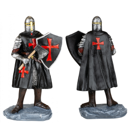 Figurine en résine Knights Templar avec bouclier et hache, 12cms  - 1
