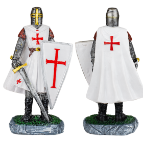 Figurine en résine Knights Templar avec bouclier et épée, 12cms  - 1