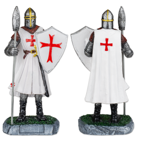 Knights Templar resin figure with shield and spear, 8cms  - 1