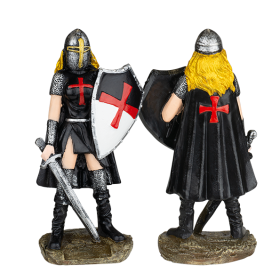 Figura de Resina de Caballeros Templarios con Escudo y Espada, 8cms  - 1