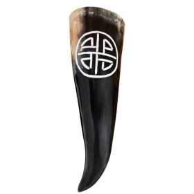 Chifre Viking valknut esculpido à mão para beber