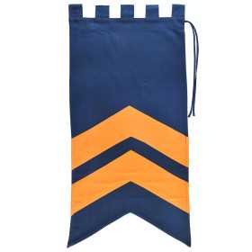 Medieval Flag with Stripes, Blue - Yellow
